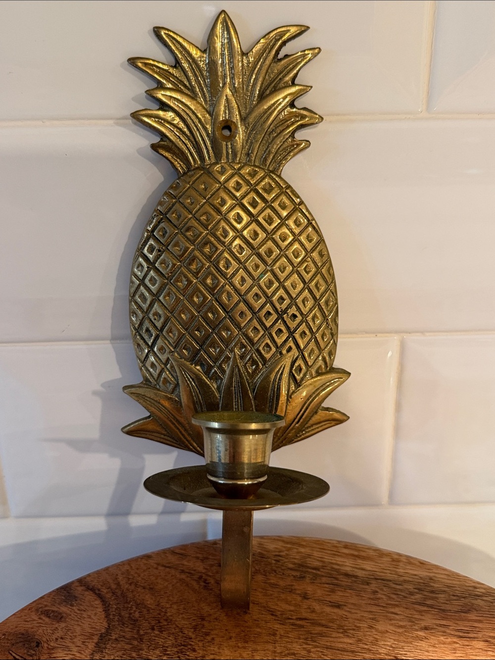 Brass Pineapple Wall Candle Sconce